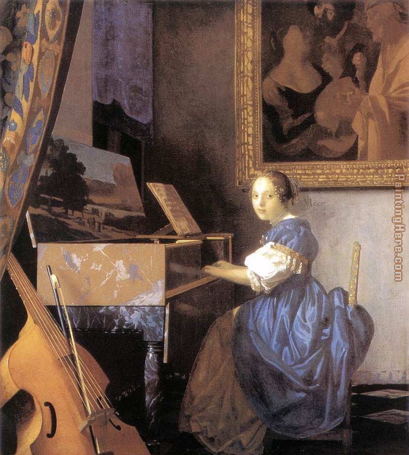 Lady Seated at a Virginal painting - Johannes Vermeer Lady Seated at a Virginal art painting
